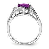 14k White Gold Amethyst and Diamond Heart Ring